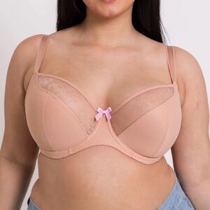 Curvy Kate Moody Bloom Latte Balcony Bra Unlined Size UK 38K US 38O NWT